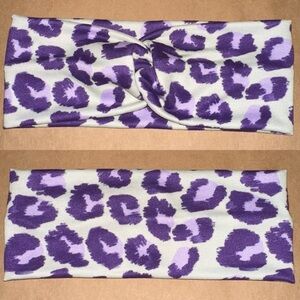 Purple leopard print twist front headband new